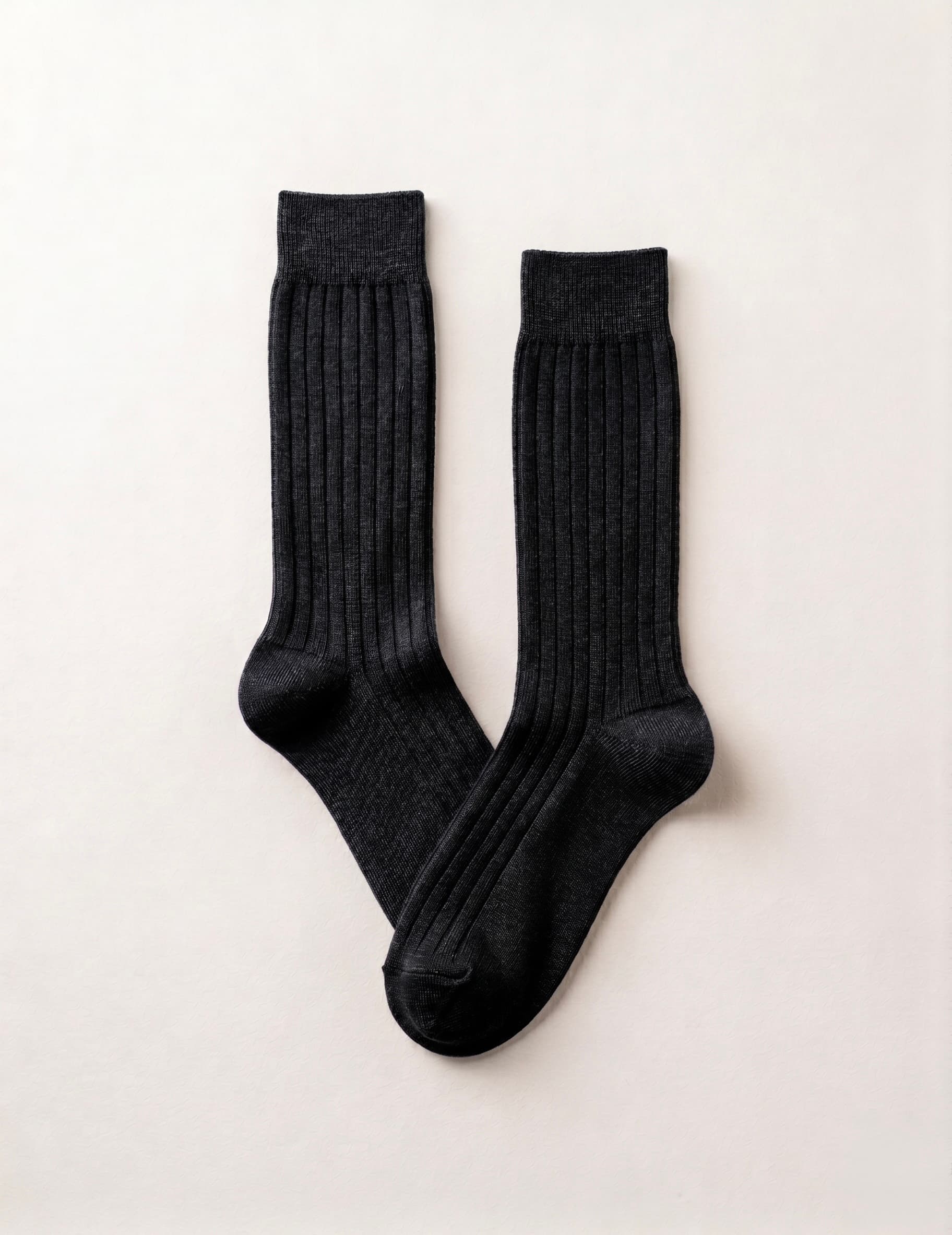 Classic Ribbed Mid-Calf Socks — Black