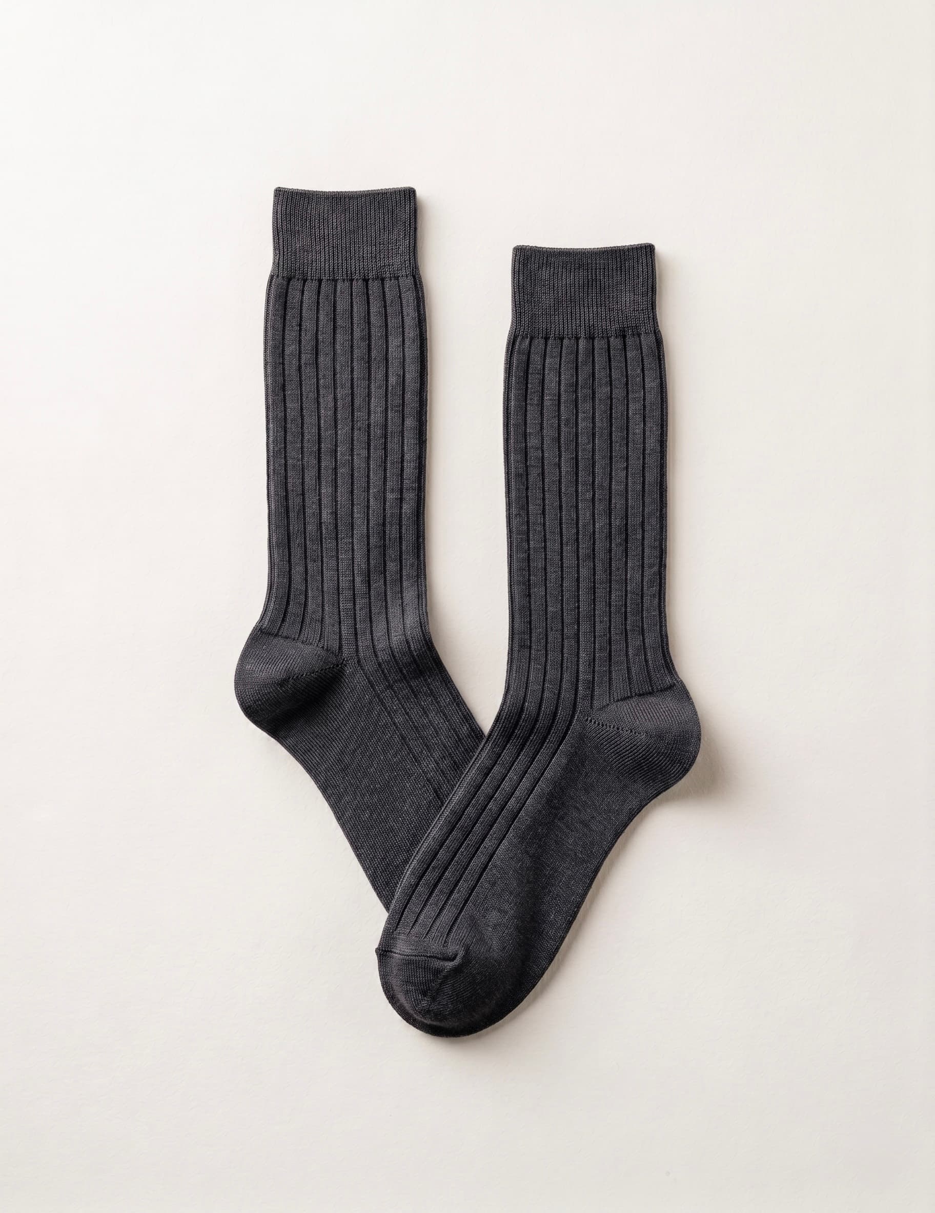 Classic Ribbed Mid-Calf Socks — Dark grey