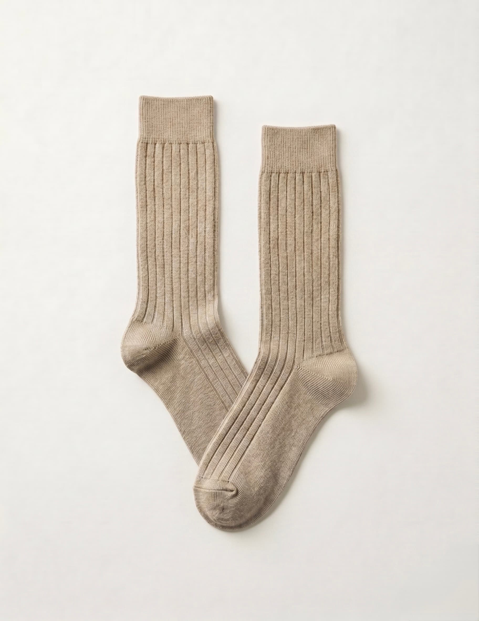 Classic Ribbed Mid-Calf Socks — Khaki