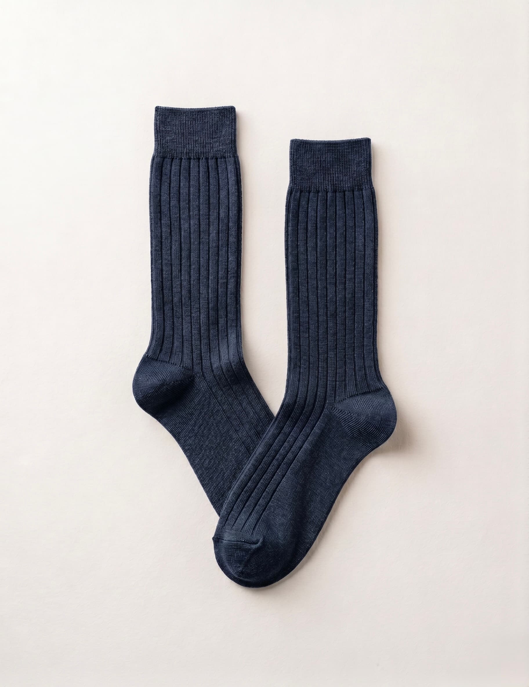 Classic Ribbed Mid-Calf Socks — Navy blue