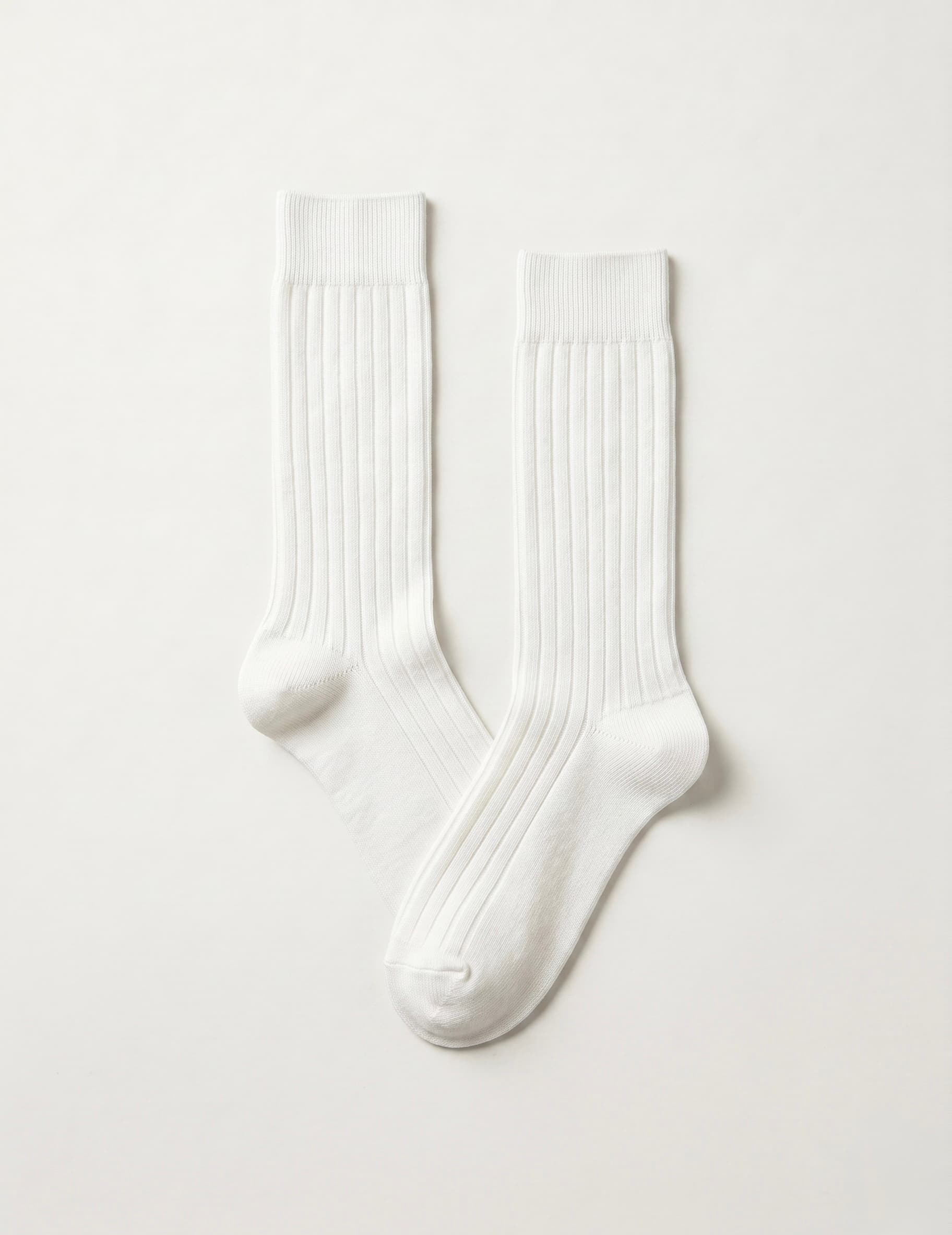 Classic Ribbed Mid-Calf Socks — White